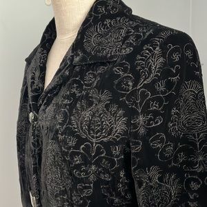 Vintage Anis A Velvet Embroidered Long Sleeve Blazer Style Long Coat